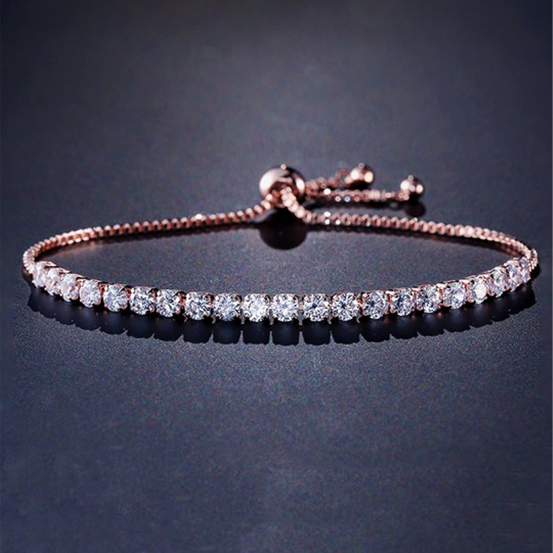 Women Rose Gold & White Crystals Rose Gold-Plated Charm Braceletb