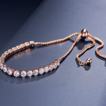Women Rose Gold & White Crystals Rose Gold-Plated Charm Braceletb