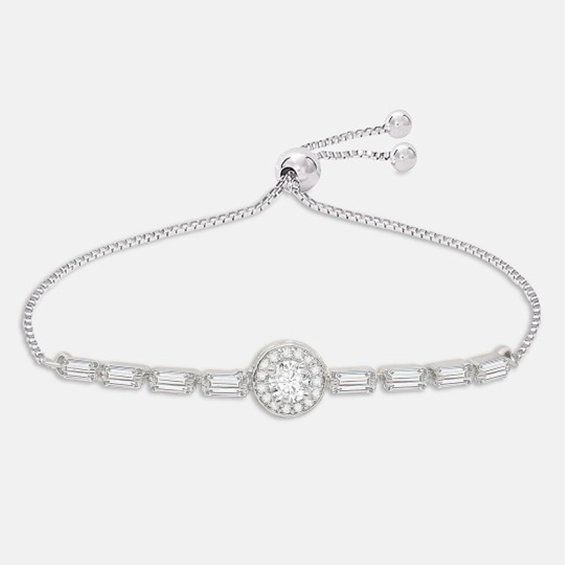 Women Silver-Toned & White Cubic Zirconia Embellished Link Bracelet
