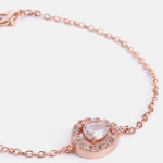 Women Rose Gold-Toned& White Brass Crystals Link Bracelet