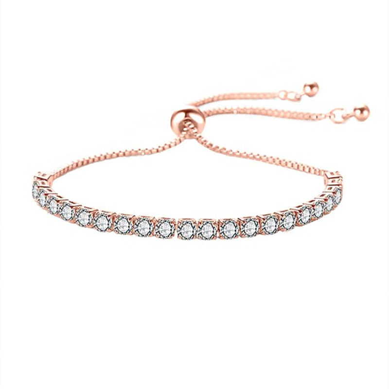 Women Rose Gold & White Crystals Rose Gold-Plated Charm Braceletb