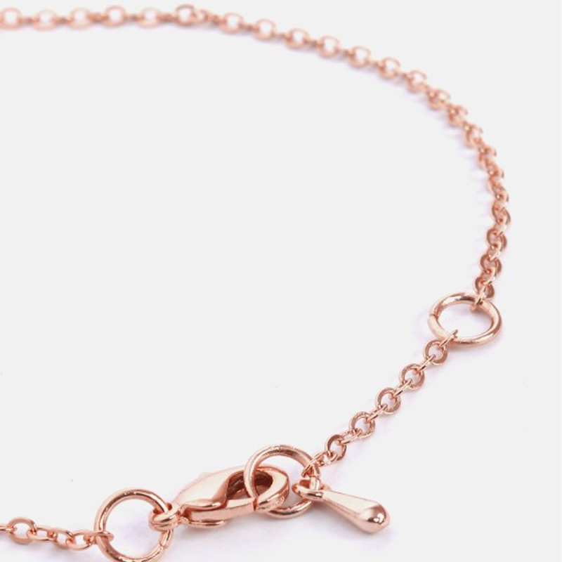 Women Rose Gold-Toned& White Brass Crystals Link Bracelet