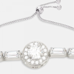 Women Silver-Toned & White Cubic Zirconia Embellished Link Bracelet